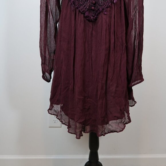Free People Deep Purple Crochet Top Tunic/Dress M - Picture 10 of 12
